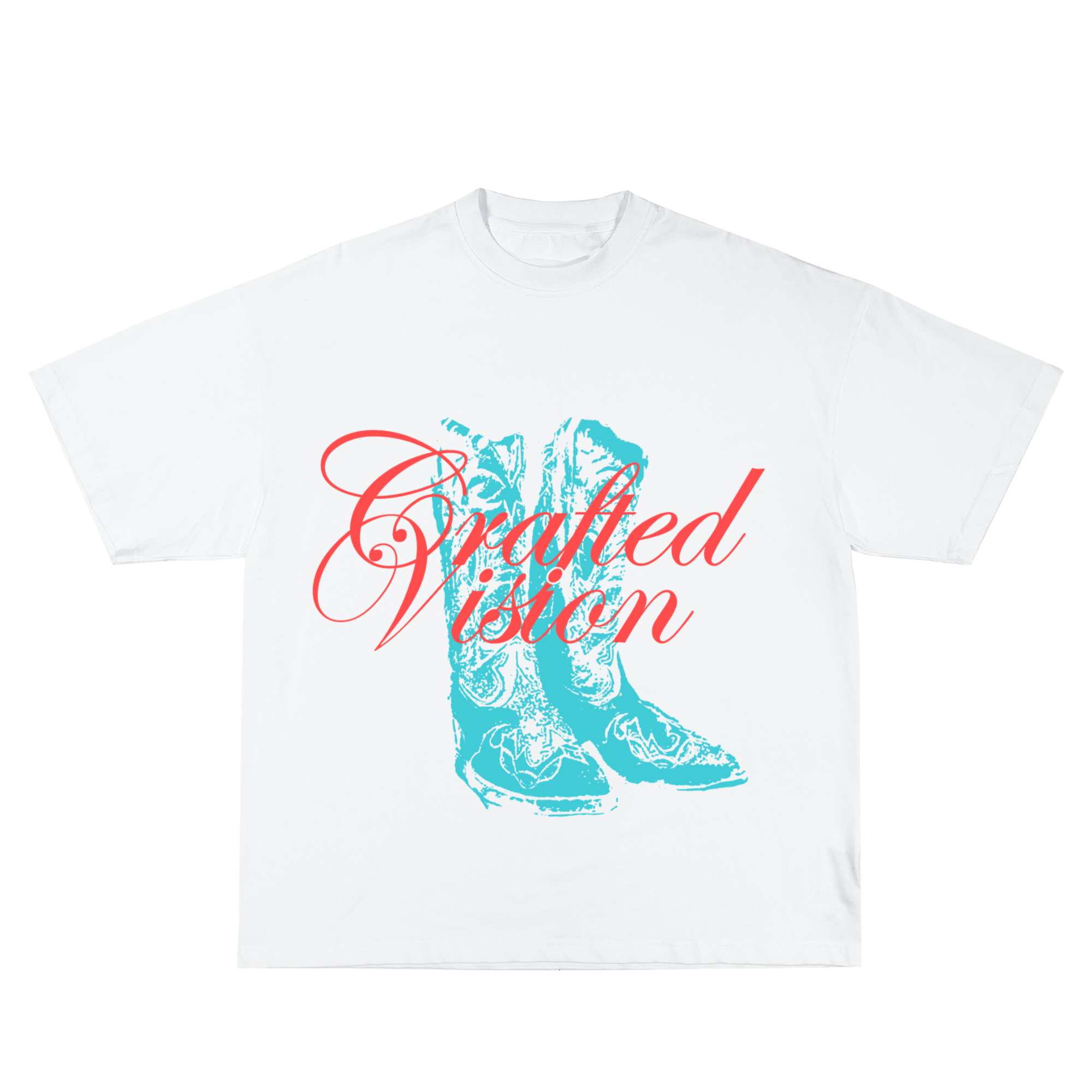 Cowboy boots (white) t-shirt/off shoulder
