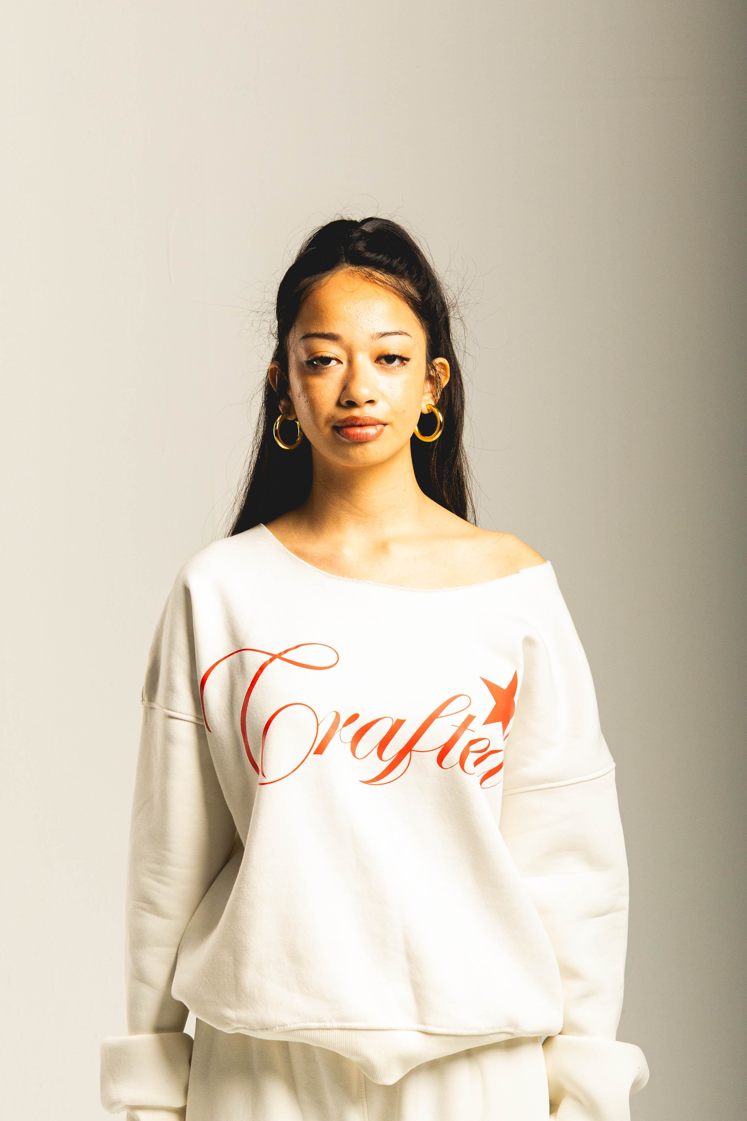 Crafted off shoulder white