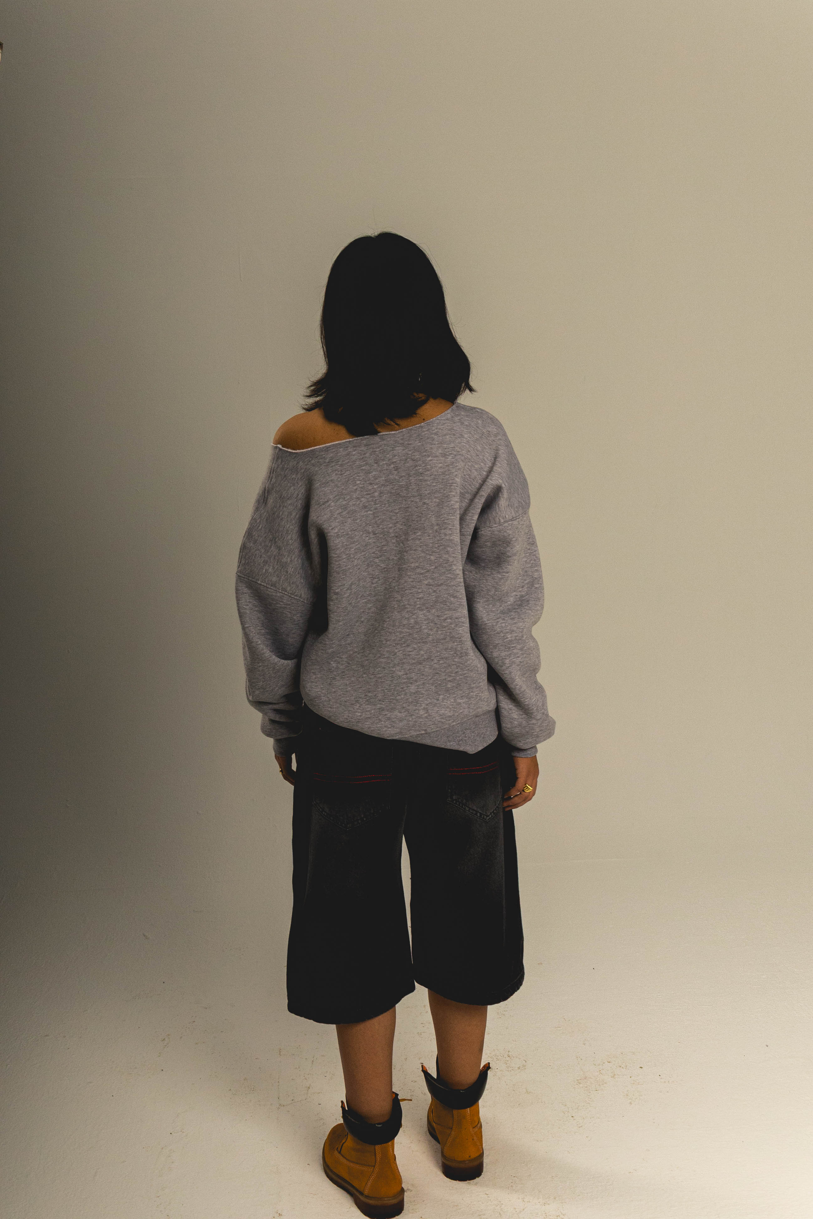 Crafted off shoulder gray