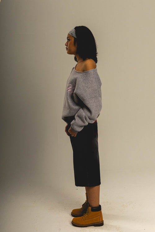 Crafted off shoulder gray