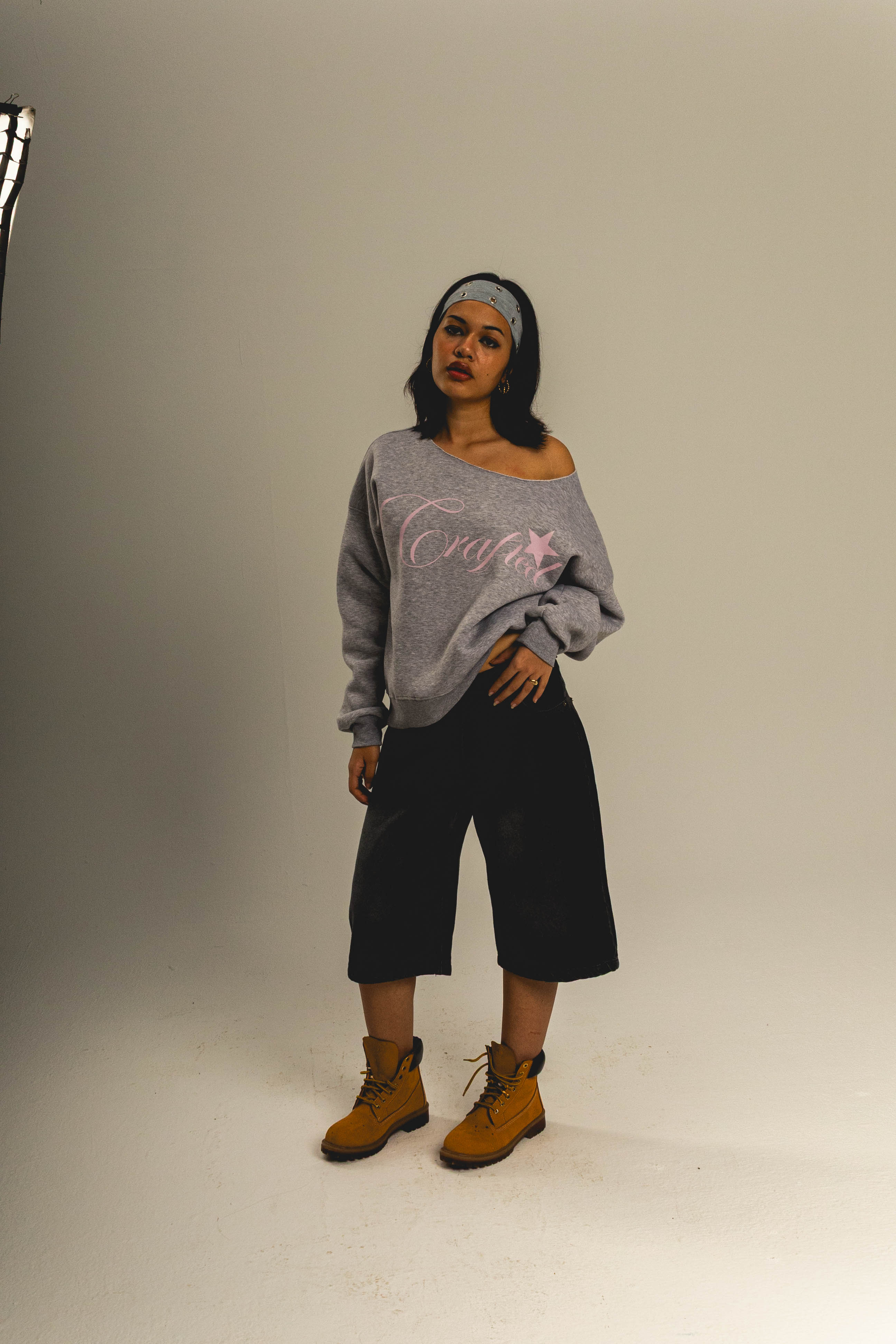 Crafted off shoulder gray