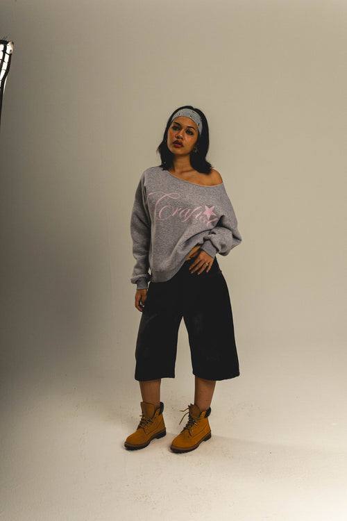 Crafted off shoulder gray