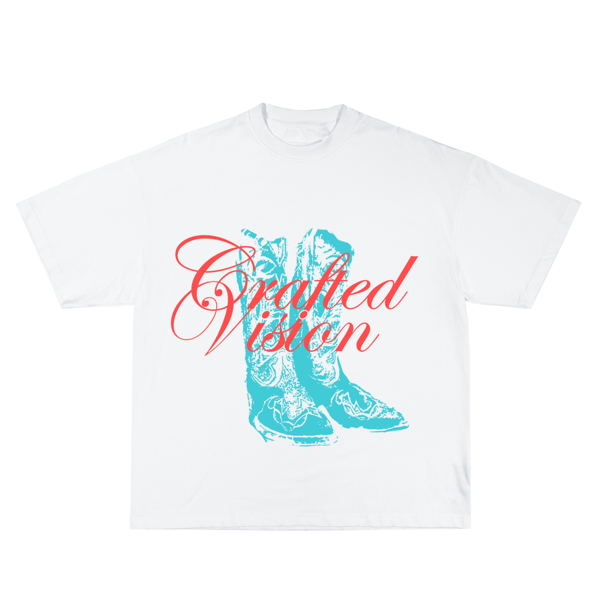 Cowboy boots (white) t-shirt/off shoulder